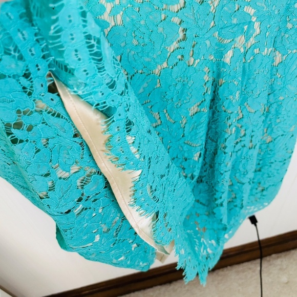 Eliza J Tropics Tone Aqua Blue Green Fit & Flare Lace Dress Wedding Summer SZ 10 - Picture 14 of 14